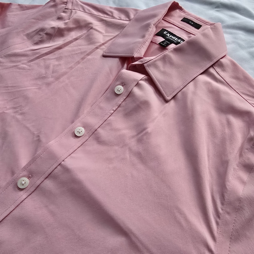 Express Performance Pink Slim Fit Button Down Shi… - image 1